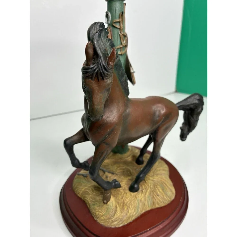 Danbury Mint Noble Brown Stallion Candlestick Holder By Gianni Benveuti